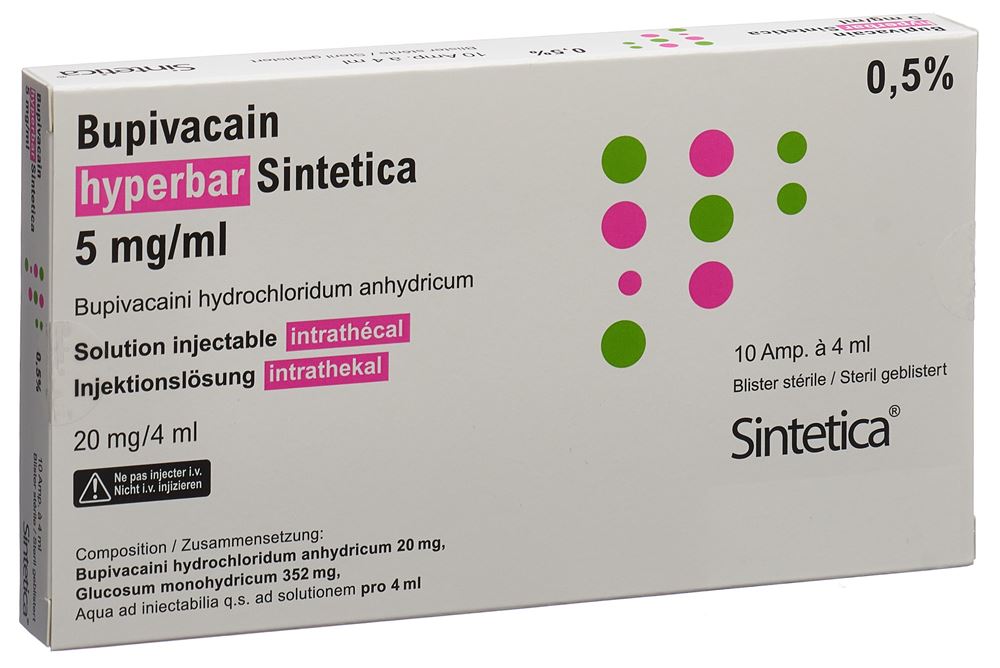Bupivacain 5 mg/ml hyperbar Sintetica, soluzione iniettabile