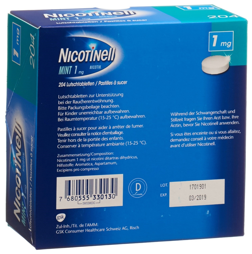 NICOTINELL cpr sucer 1 mg mint 204 pce