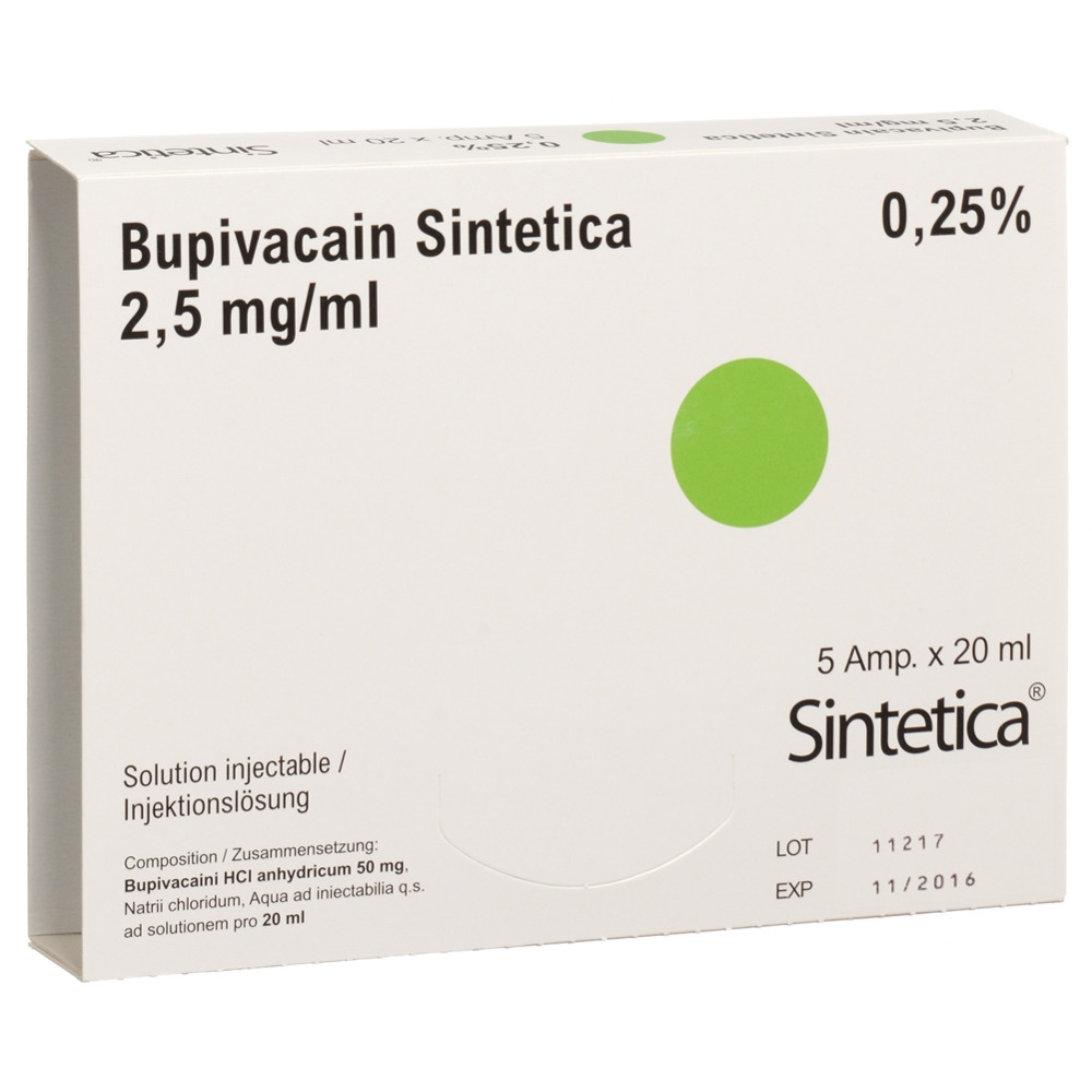 Bupivacain Sintetica 2,5 mg/ml, soluzione iniettabile o per infusione