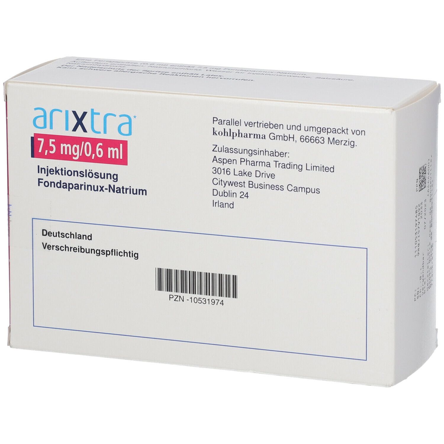 Arixtra 7.5 mg/0.6 ml, Injektionslösung