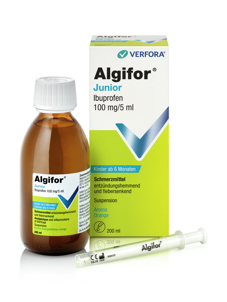 ALGIFOR Junior 100 mg/5ml av ser dosage fl 200 ml