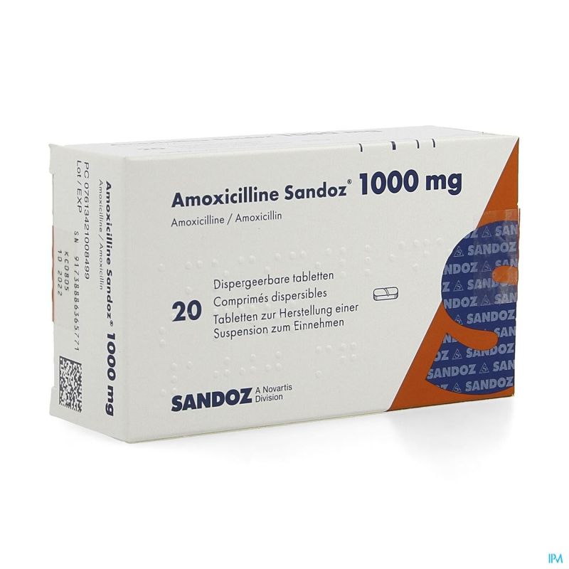 AMOXICILLINE Sandoz cpr disp 1000 mg 20 pce