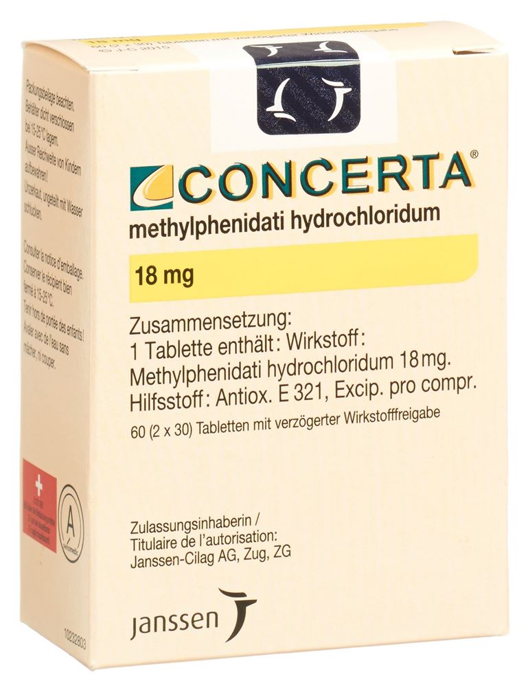 CONCERTA cpr ret 18 mg fl 60 pce