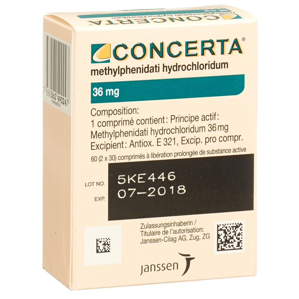 CONCERTA cpr ret 36 mg fl 60 pce