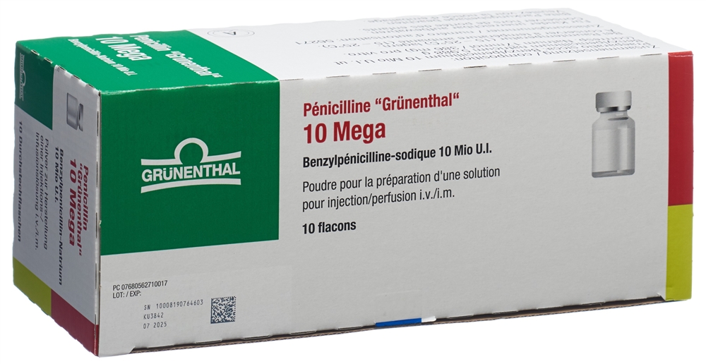 Penicillin "Grünenthal" 10 Mega, Pulver zur Herstellung einer Injektions-/Infusionslösung