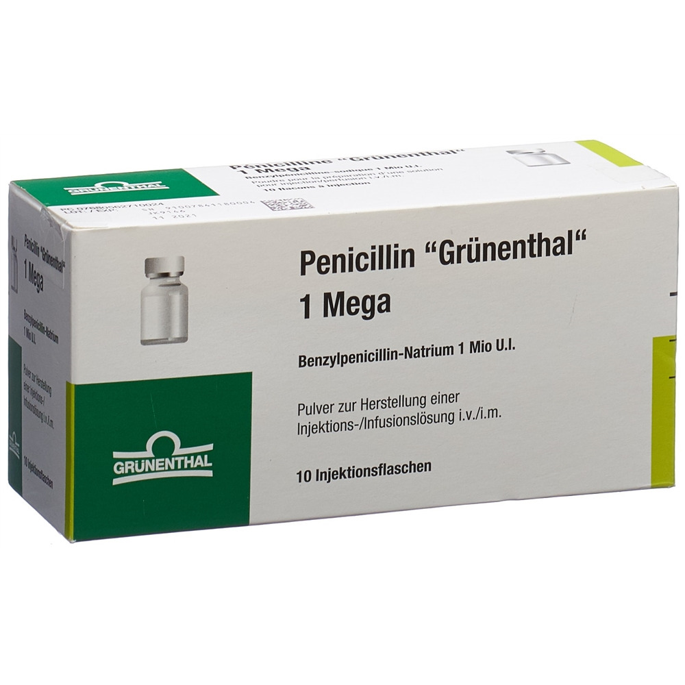 Penicillin "Grünenthal" 1 Mega, Pulver zur Herstellung einer Injektions-/Infusionslösung