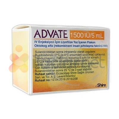 Advate 1000 IE (5 ml), Pulver und Lösungsmittel zur Herstellung einer Injektionslösung