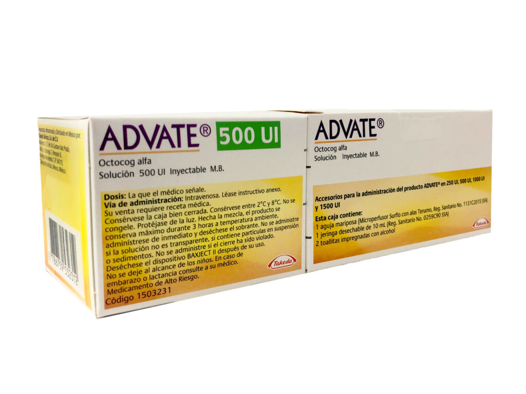 Advate 500 IE (2 ml), Pulver und Lösungsmittel zur Herstellung einer Injektionslösung