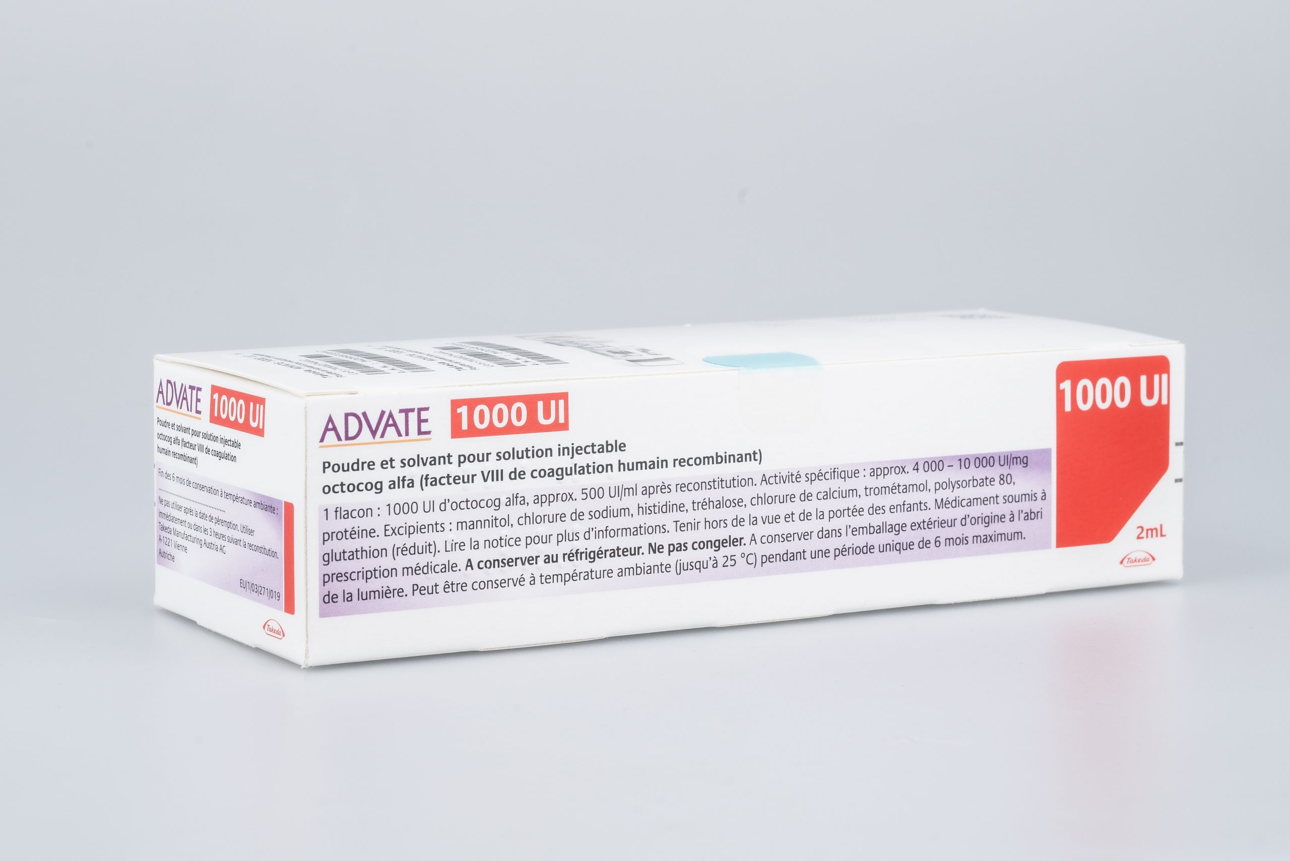 Advate 1000 IE (2 ml), Pulver und Lösungsmittel zur Herstellung einer Injektionslösung