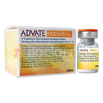 Advate 1500 IE (2 ml), Pulver und Lösungsmittel zur Herstellung einer Injektionslösung