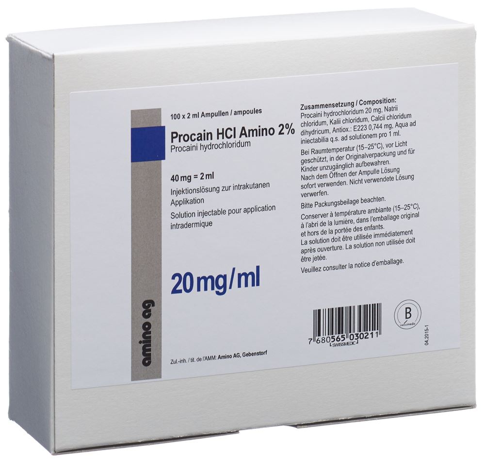 Procain HCl Amino 20 mg/ml, Injektionslösung