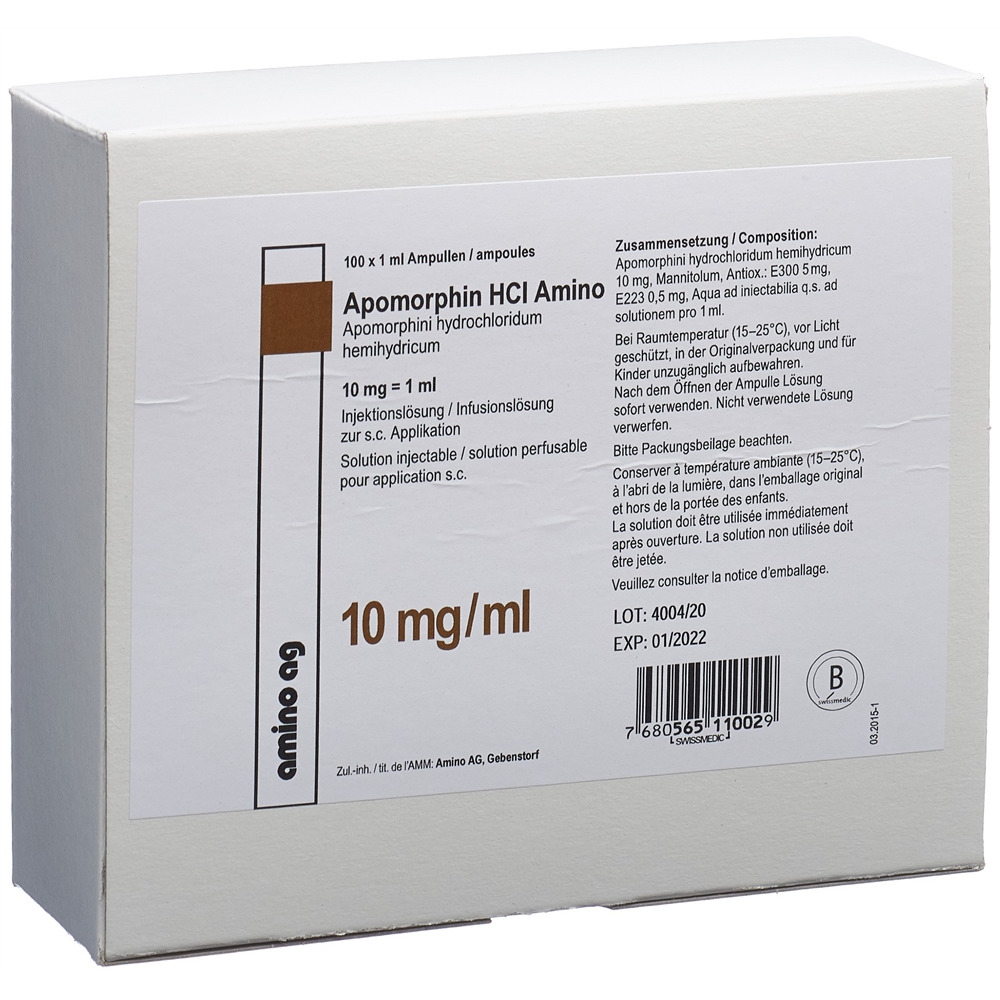 APOMORPHIN HCL Amino 10 mg/ml 100 amp 1 ml