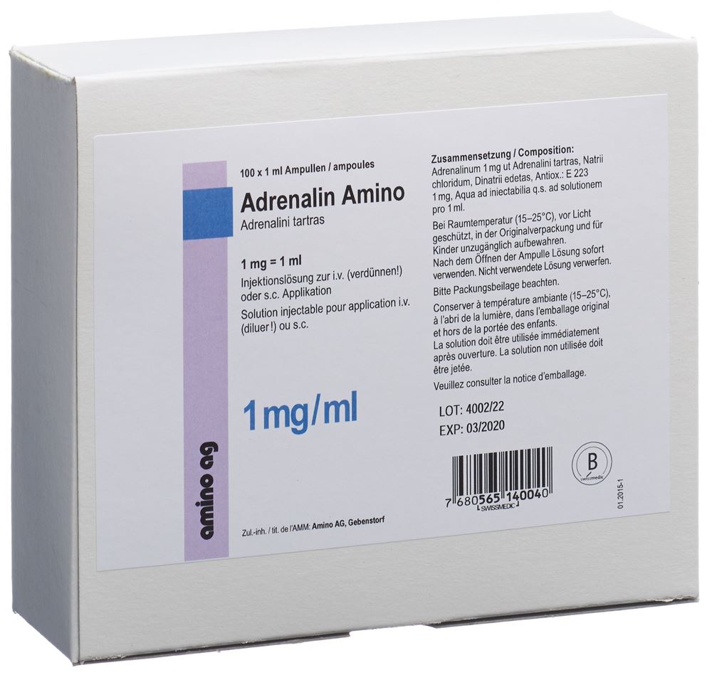 ADRENALIN Amino sol inj 1 mg/ml 100 amp 1 ml