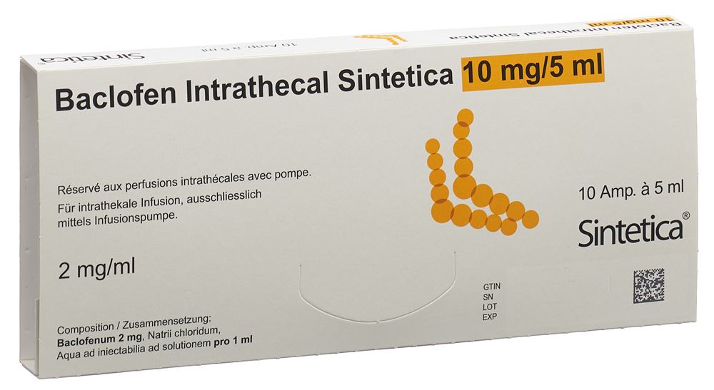BACLOFEN Intrathecal Sint 10 mg/5ml 10 amp 5 ml