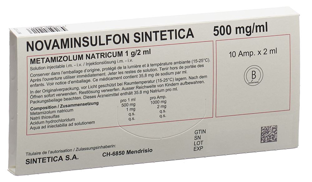 NOVAMINSULFON Sintetica 1 g/2ml 10 amp 2 ml