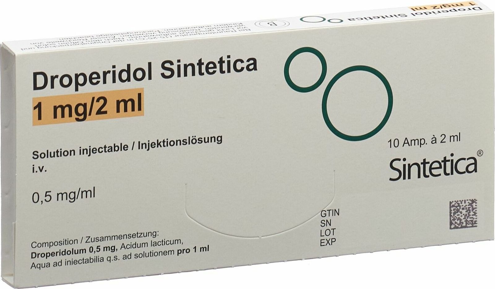 Droperidol Sintetica 1 mg/2 ml, soluzione iniettabile