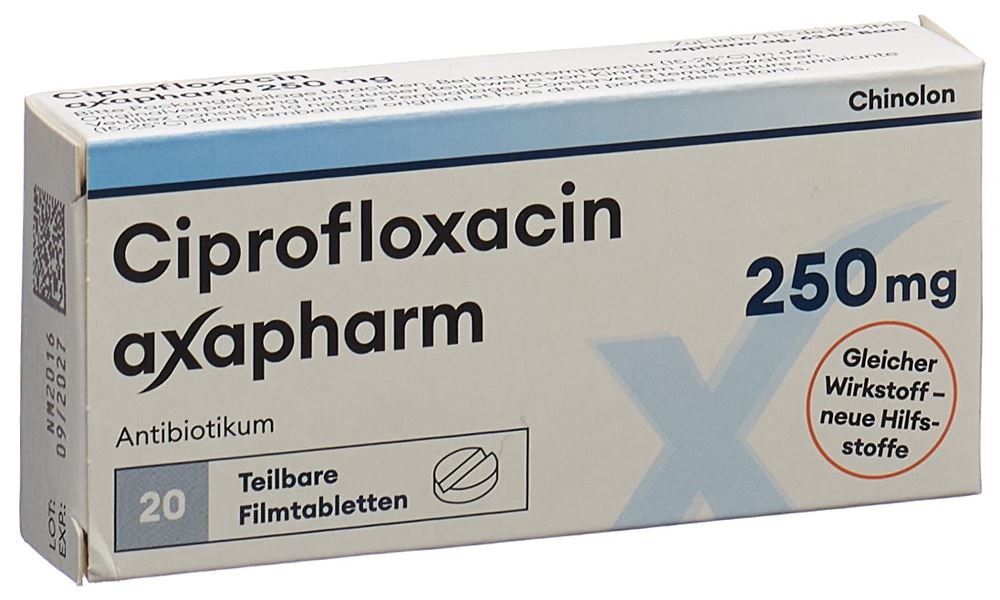 CIPROFLOXACINE axapharm cpr pell 250 mg 20 pce