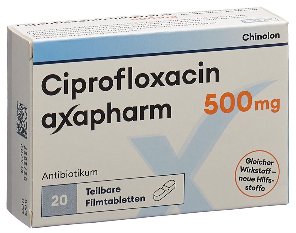 CIPROFLOXACINE axapharm cpr pell 500 mg 20 pce