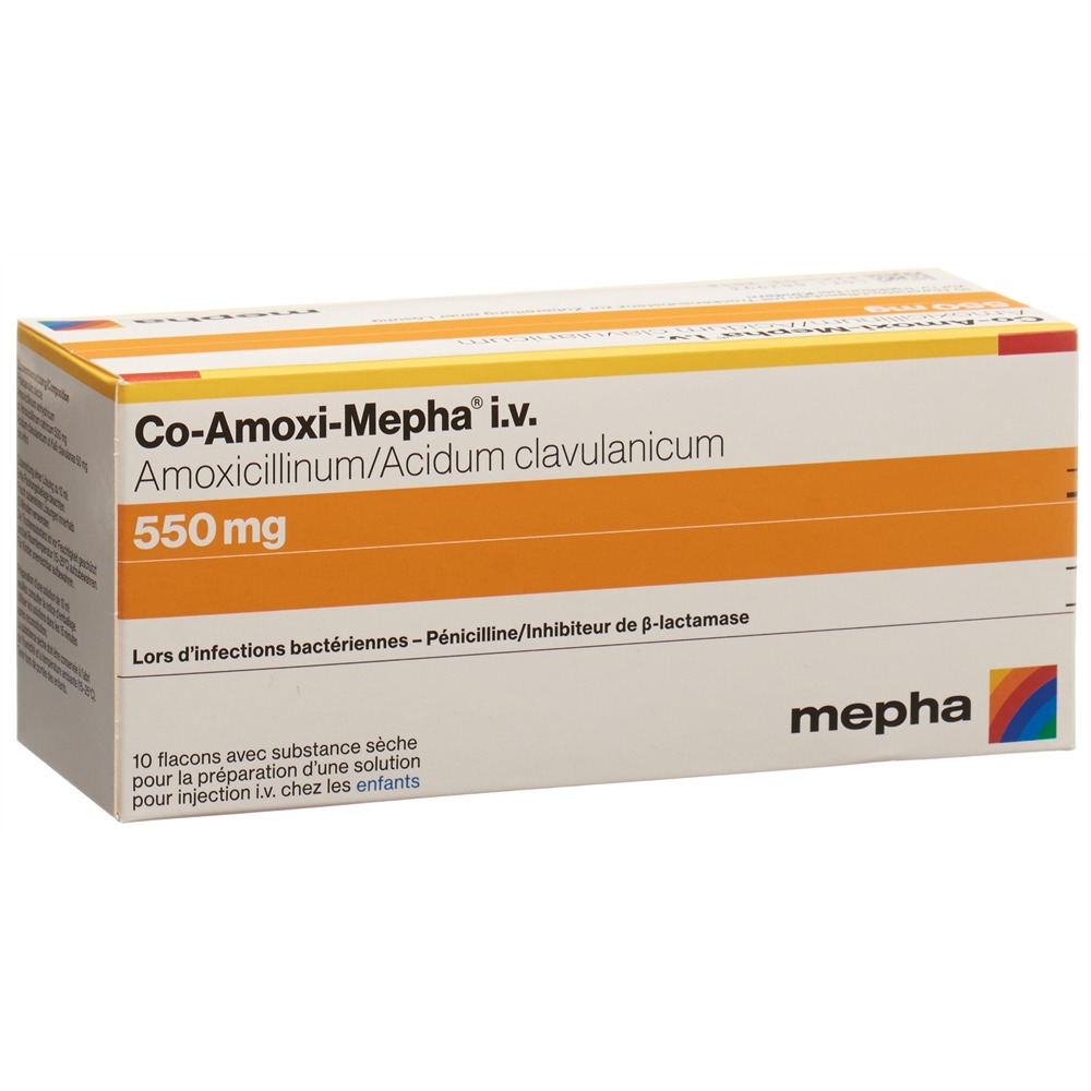 CO-AMOXI Mepha subst sèche 550 mg flac 10 pce