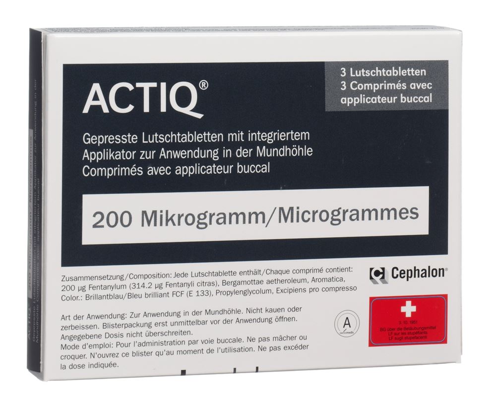ACTIQ cpr buccaux 200 mcg avec applicateur 3 pce