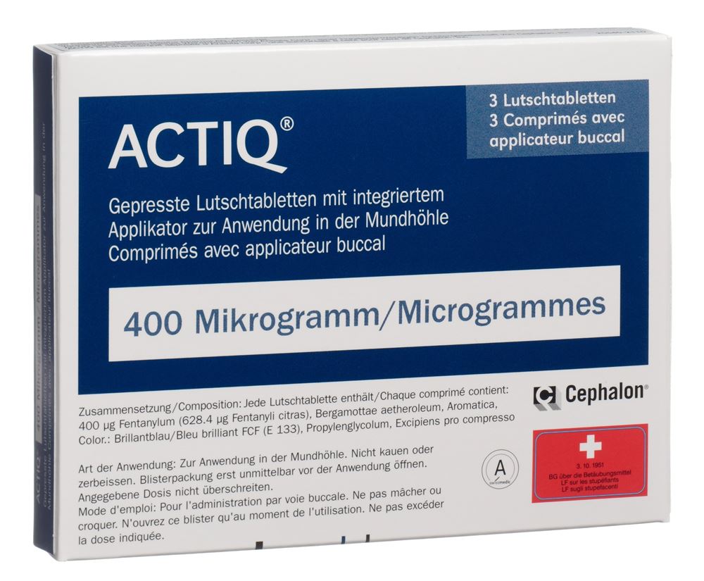 ACTIQ cpr buccaux 400 mcg avec applicateur 3 pce