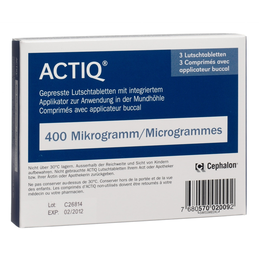 ACTIQ cpr buccaux 400 mcg avec applicateur 3 pce