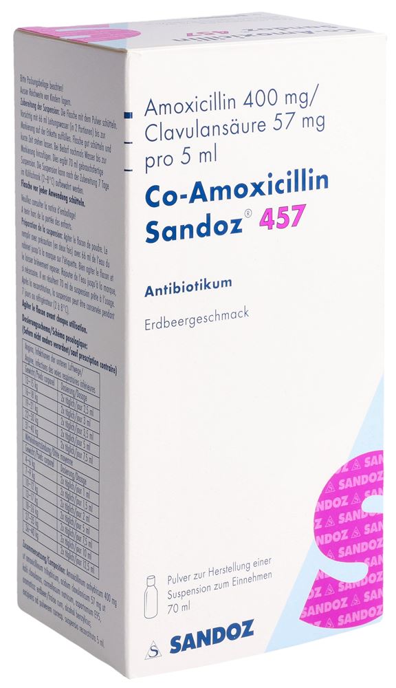 CO-AMOXICILLINE Sandoz pdr p susp 457mg/5ml 70 ml