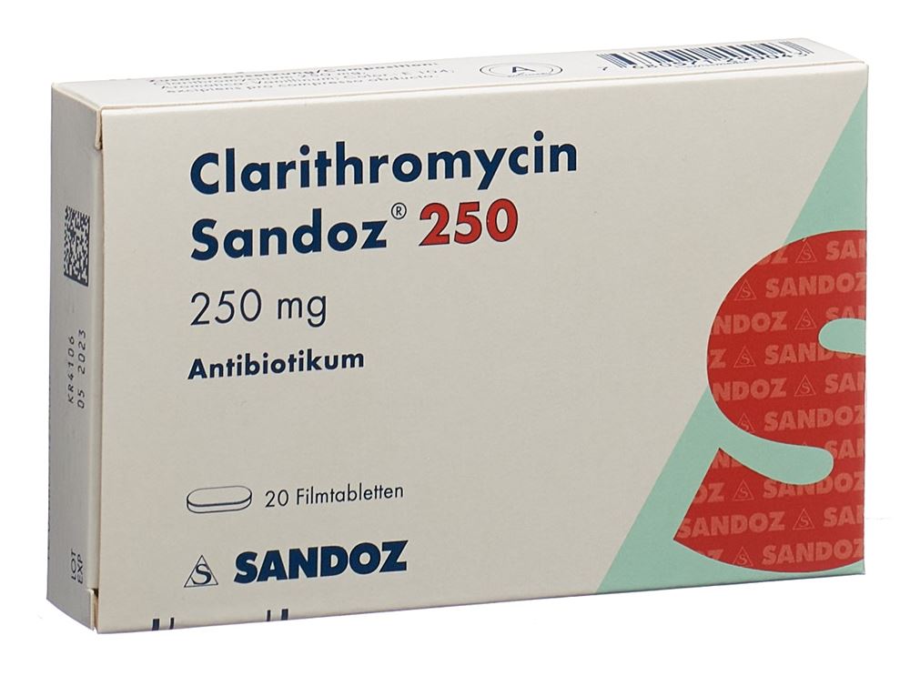 CLARITHROMYCINE Sandoz cpr pell 250 mg 20 pce