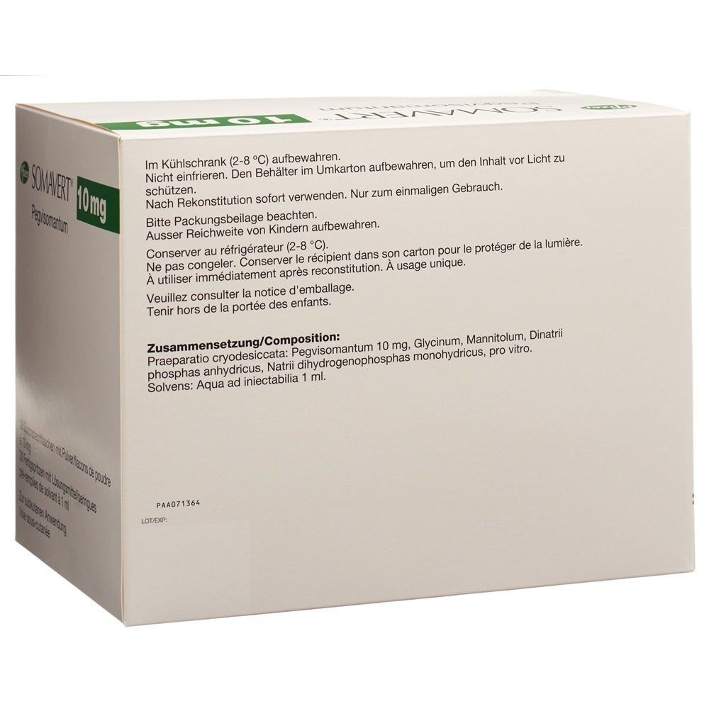 SOMAVERT subst sèche 10 mg c solv (ser pré) 30 pce