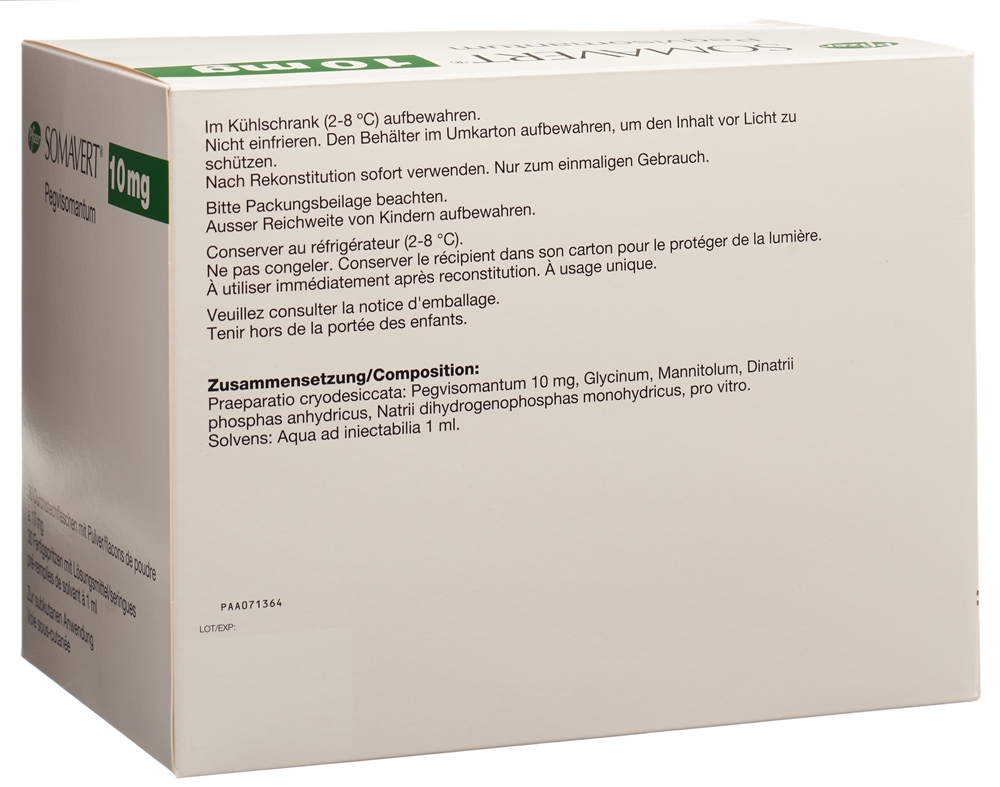 SOMAVERT subst sèche 10 mg c solv (ser pré) 30 pce