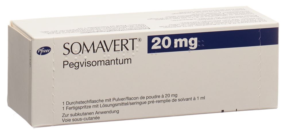 SOMAVERT subst sèche 20 mg c solv (ser pré)
