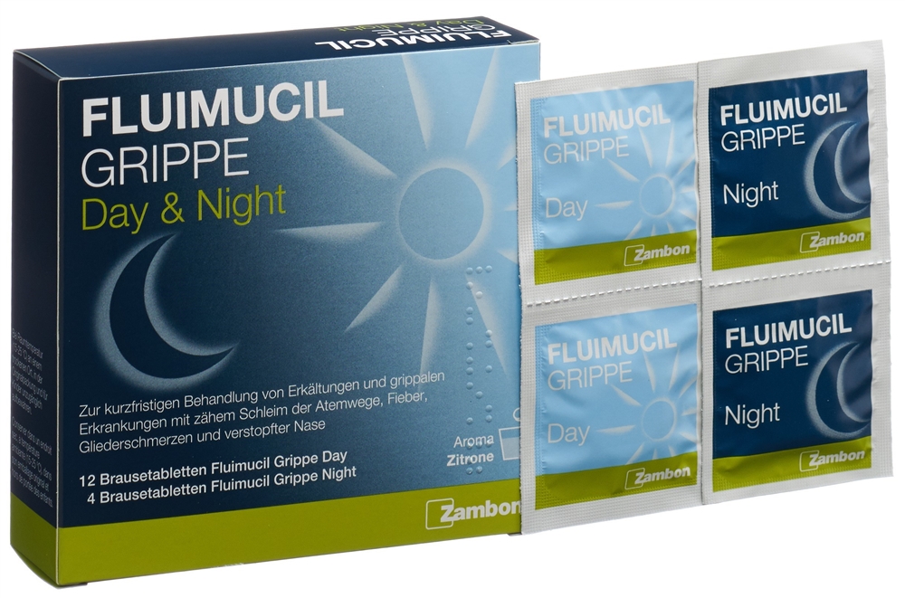 FLUIMUCIL Grippe Day Night cpr eff sach 16 pce
