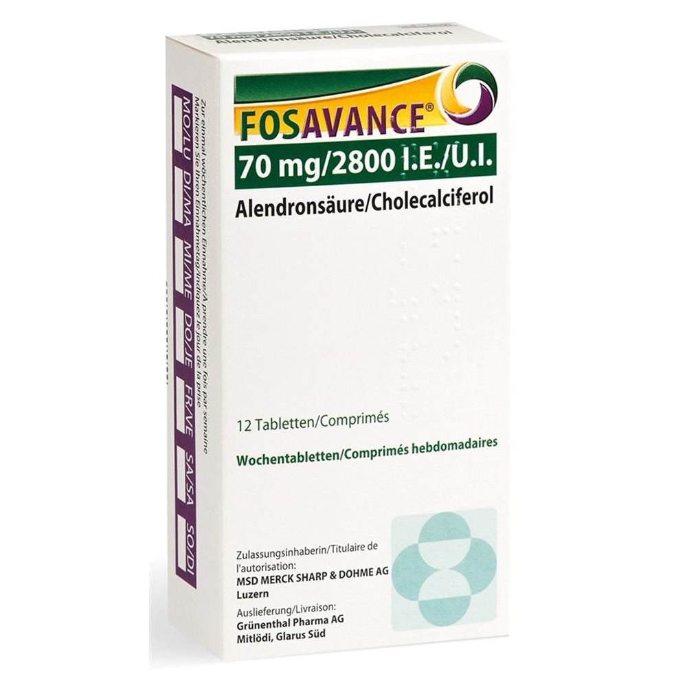 FOSAVANCE comprimés hebdomadaires 70/2800 12 pce
