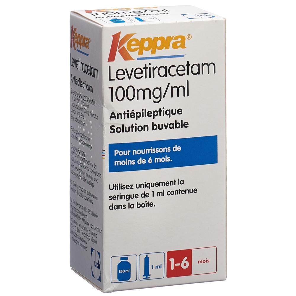 KEPPRA sol 100 mg/ml seringue dos 1 ml fl 150 ml