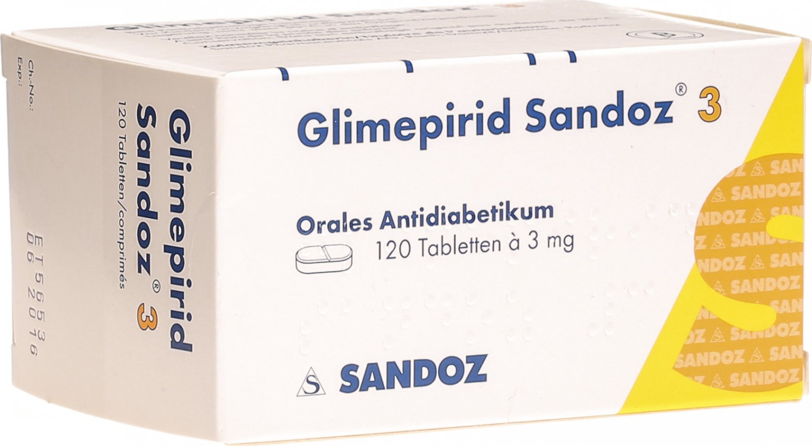 Glimépiride Sandoz, cpr 3 mg , 120 pce