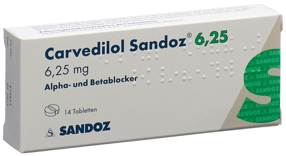 CARVEDILOL Sandoz cpr 6.25 mg 14 pce