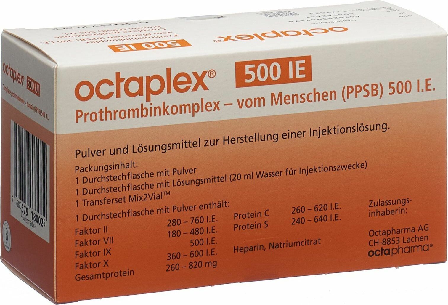 Octaplex 1000, Pulver und Lösungsmittel zur Herstellung einer Infusionslösung