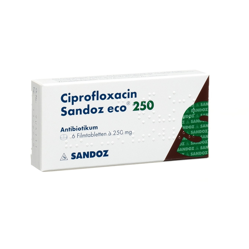 CIPROFLOXACINE Sandoz eco cpr pell 250 mg 6 pce