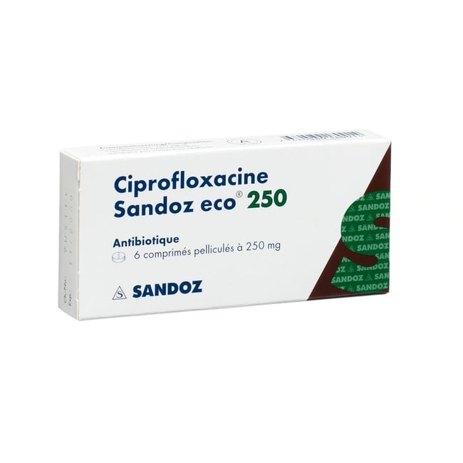 CIPROFLOXACINE Sandoz eco cpr pell 250 mg 6 pce