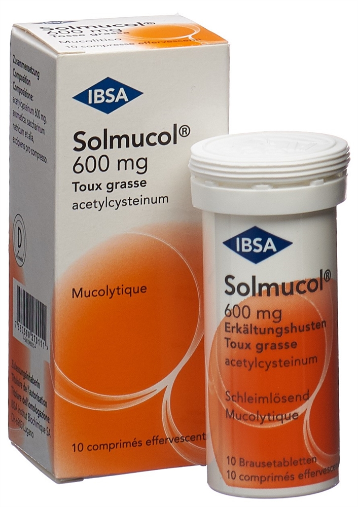SOLMUCOL toux grasse cpr eff 600 mg 10 pce
