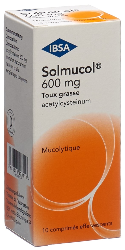 SOLMUCOL toux grasse cpr eff 600 mg 10 pce