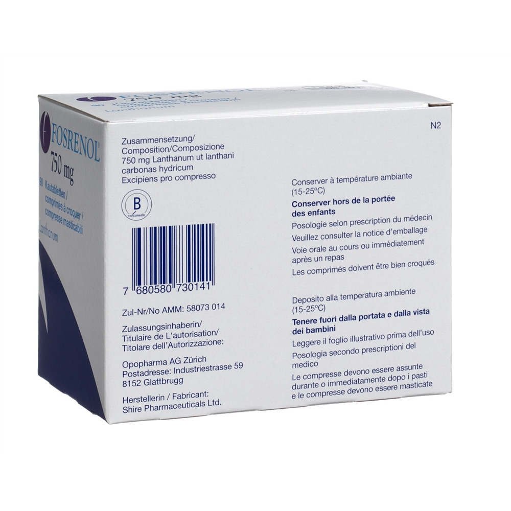 Fosrenol 750 mg, Kautabletten