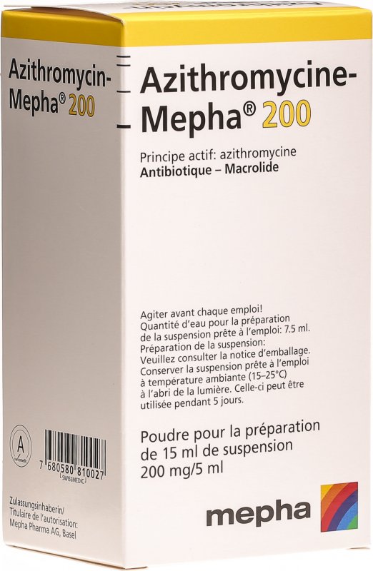 AZITHROMYCIN Mepha pdr 200 mg/5ml p susp (n) 15 ml