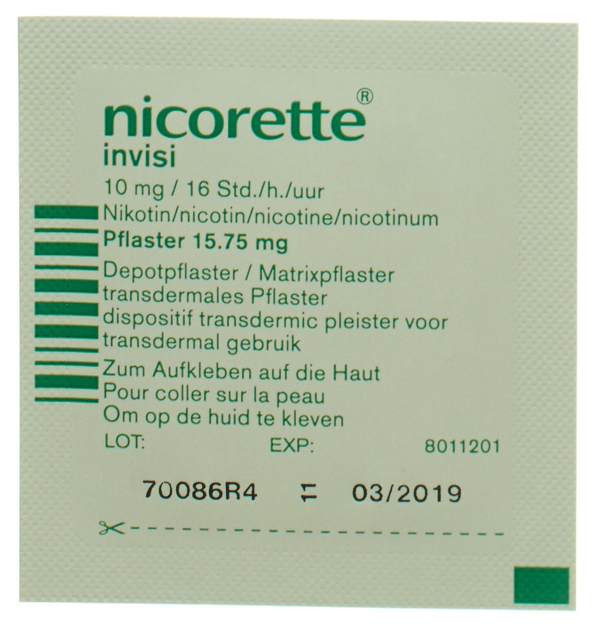 Nicorette Invisi 10 mg/16 h, transdermales Pflaster