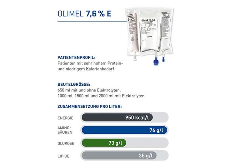 OLIMEL 7,6 % mit Elektrolyte, Infusionsemulsion