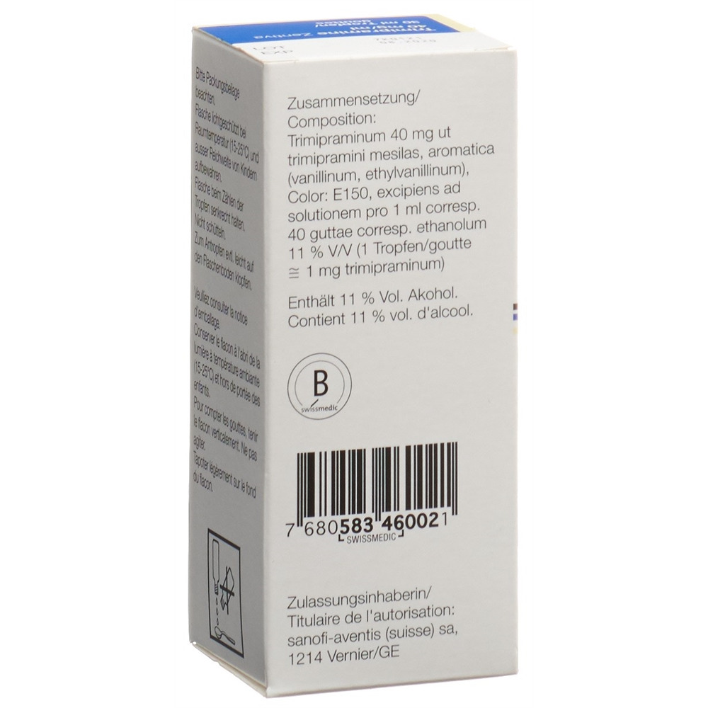 TRIMIPRAMINE Zentiva gouttes 40 mg/ml fl 30 ml