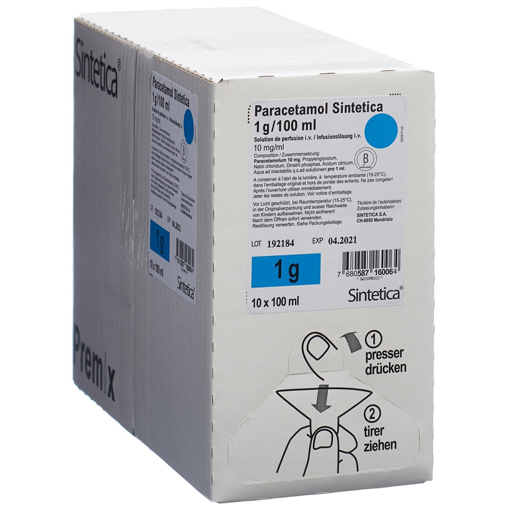 Paracetamol Sintetica 1 g/100 ml, sacca per infusione