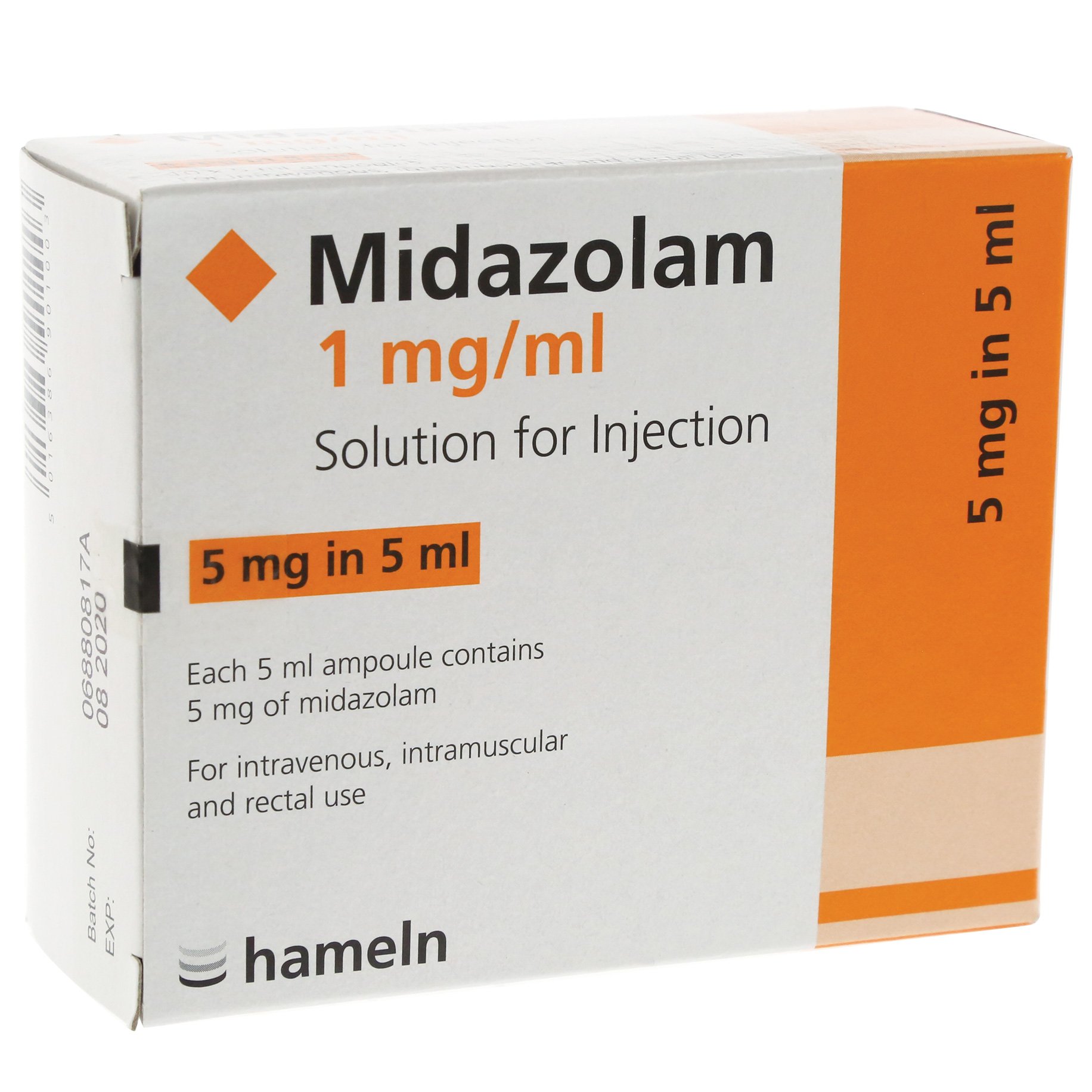Midazolam Sintetica 5 mg/5 ml, solution injectable