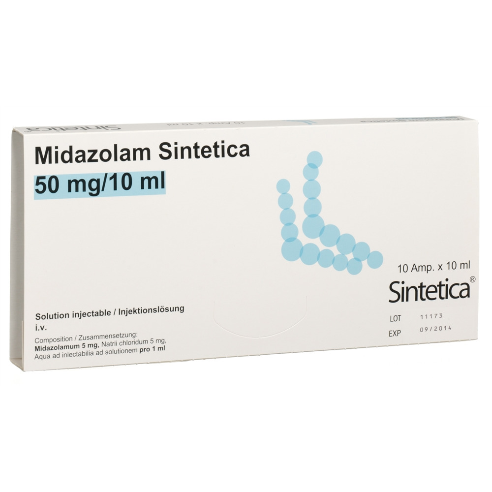 Midazolam Sintetica 50 mg/10 ml, solution injectable