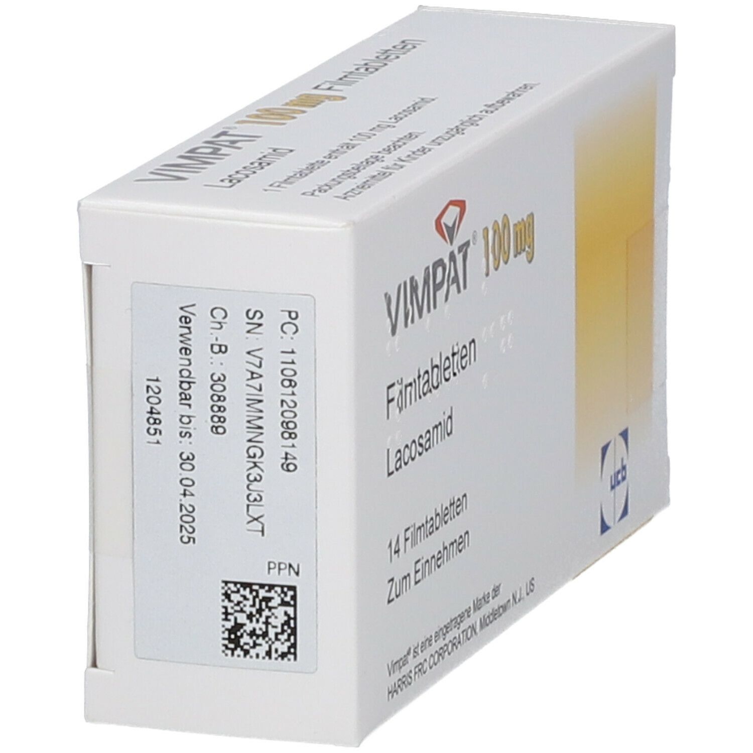 Vimpat 100 mg, comprimés pelliculés